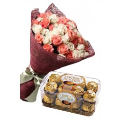 Chocolate with flowers in basket