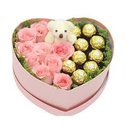 VALENTINE GIFT FLOWERS WITH CHOCOLATE