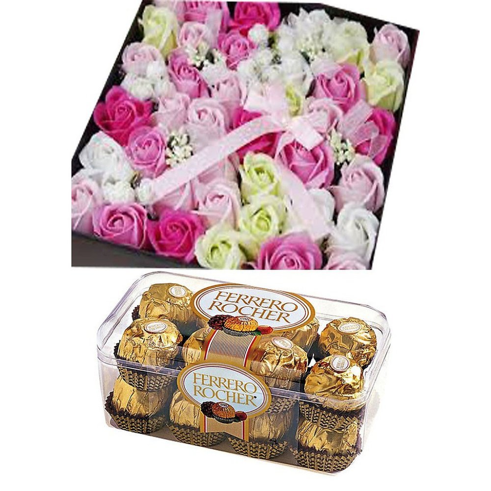 Rosas coloridas y Ferrero Rocher