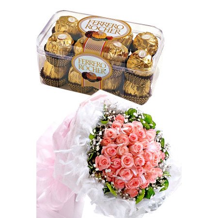 VALENTINE GIFT FLOWERS WITH CHOCOLATE