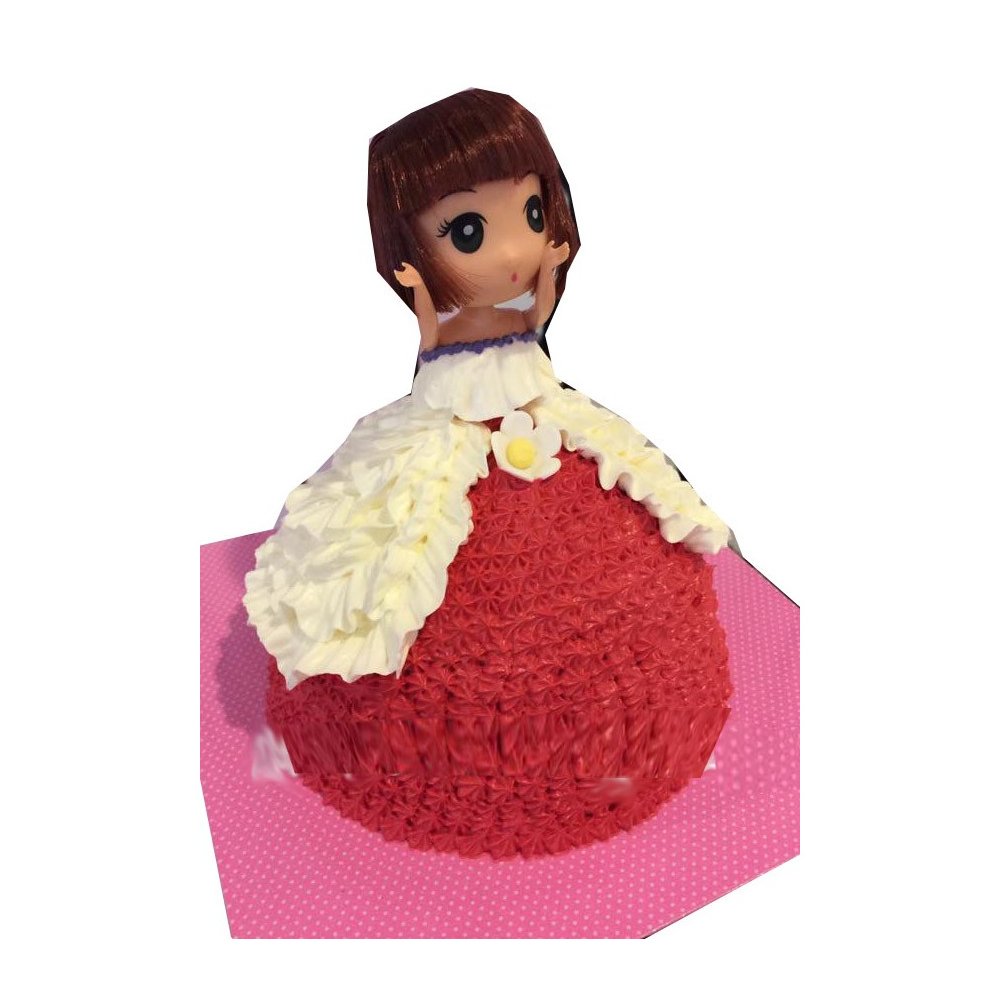 Chibi doll cake red gown