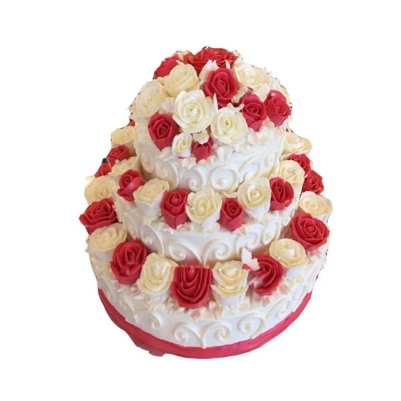 🌹 Red & White Rose Celebration Set – 3‑Tier Cake & BouquetBirthdayRed & White Rose Celebration Set – 3‑Tier Cake & Bouquet | Gif