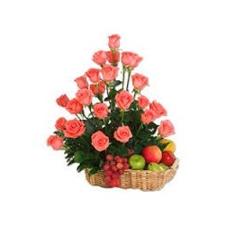 CONGRATULATIONS GIFT FLOWERS WITH FRUIT BASKET 13