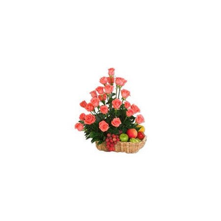 CONGRATULATIONS GIFT FLOWERS  WITH FRUIT BASKET 13