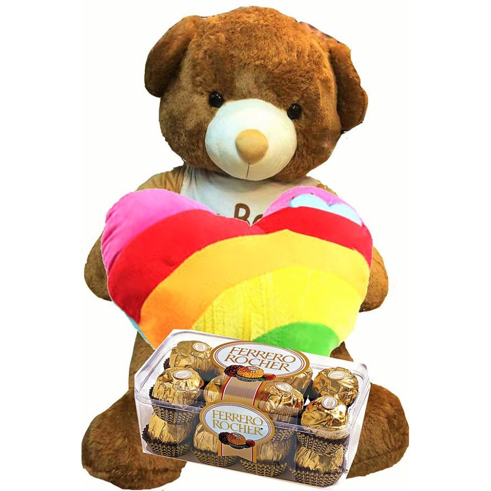 Teddy bear rainbow heart chocolates