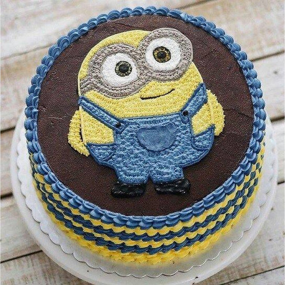 Minion themed chocolate birthday cake