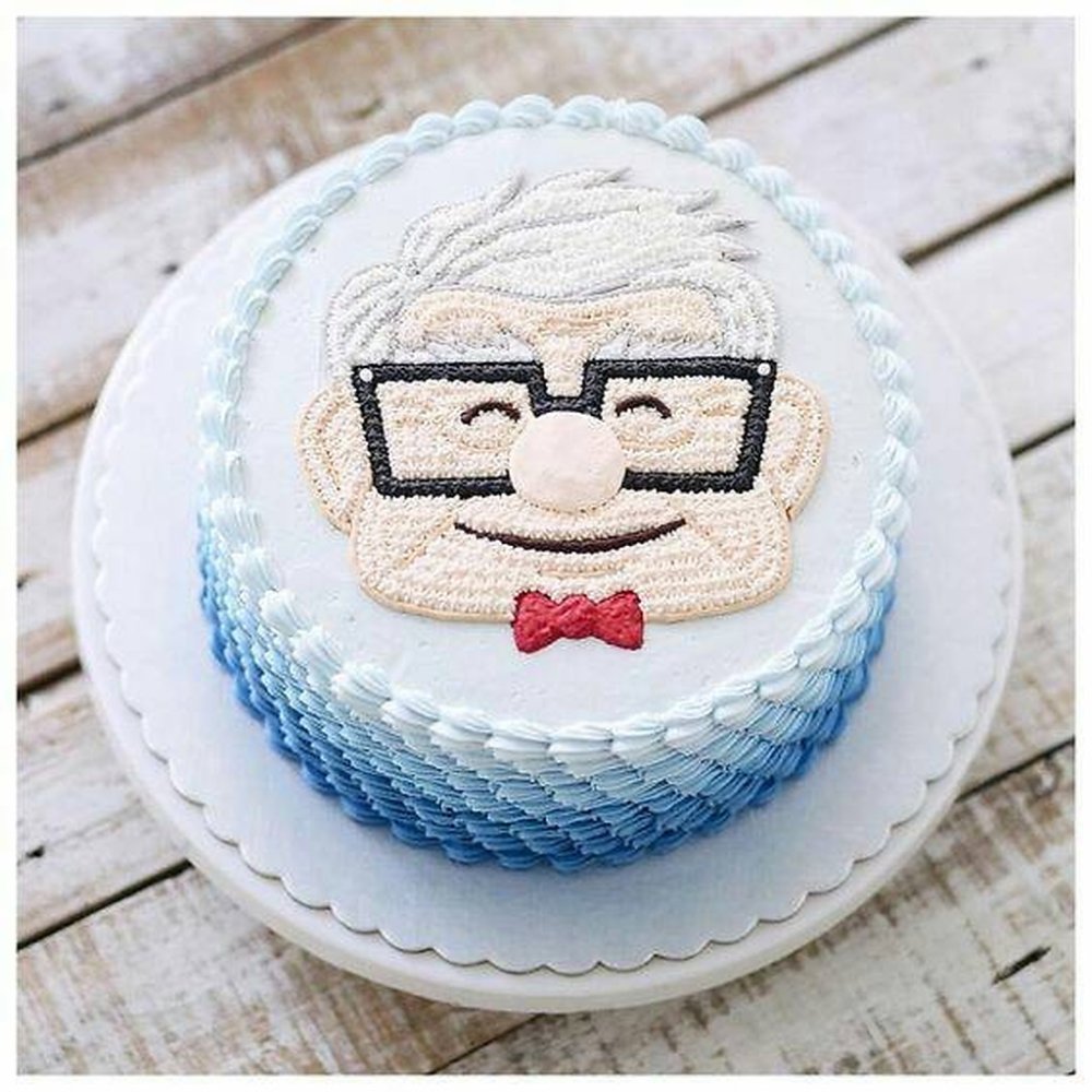 Gâteau fantaisie portrait ombré bleu