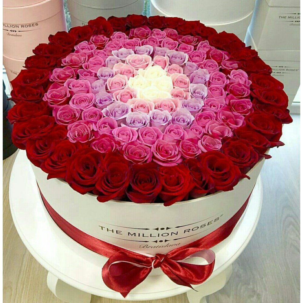 Scatola di lusso con rose rosse Ombre