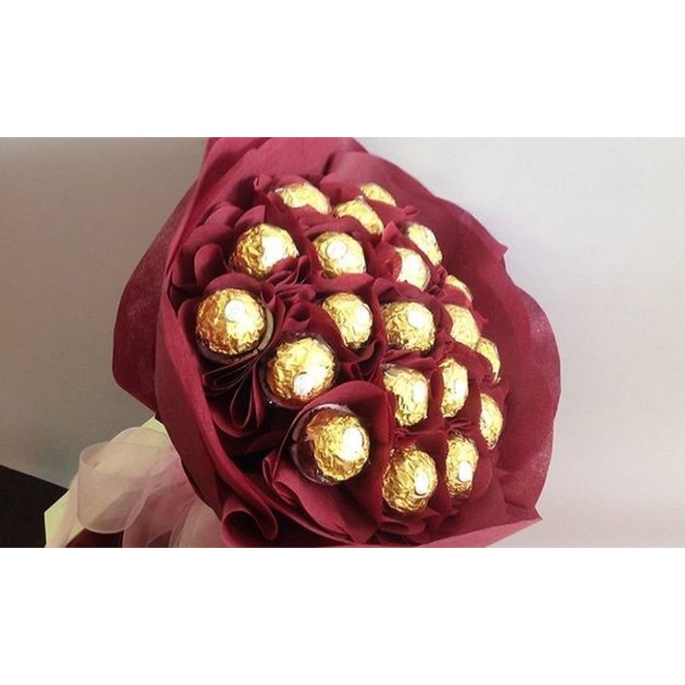 Gold chocolate truffle burgundy bouquet