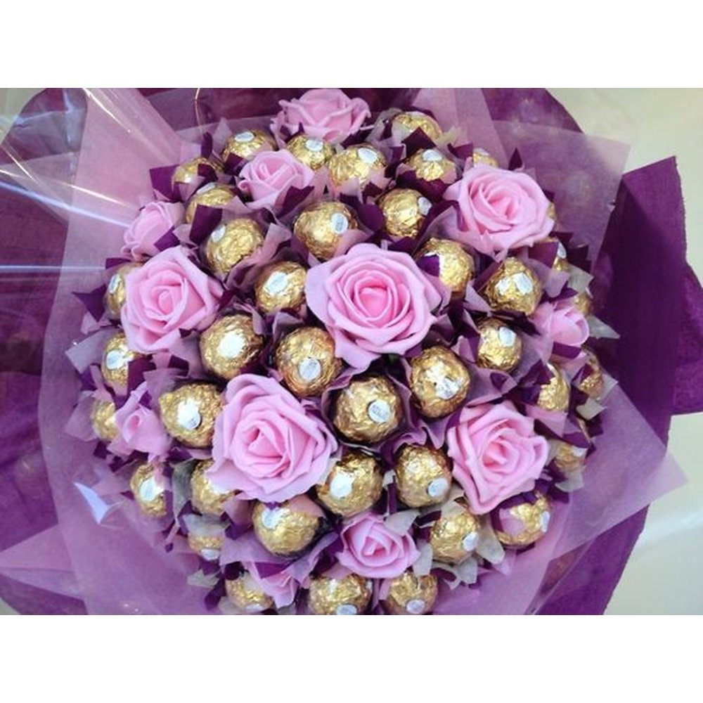 Pink roses and gold chocolates