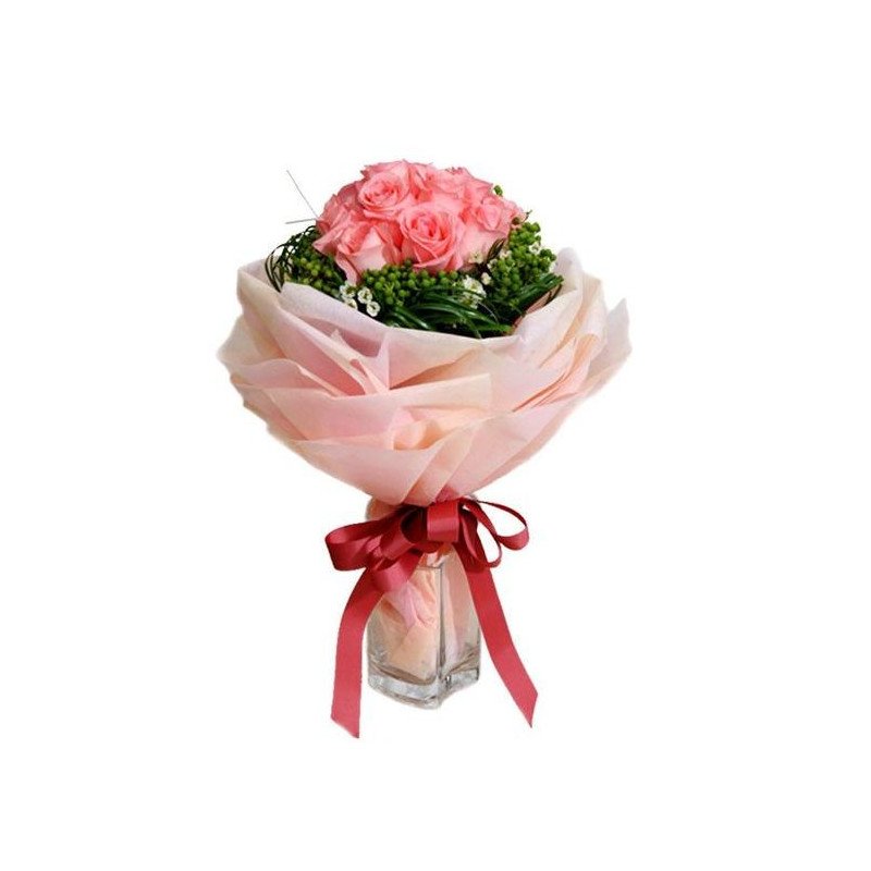 Sweet Rose Bouquet – 20 Pink Roses in Pattaya Sweet Rose Bouquet – 20 Pink Roses in Pattaya