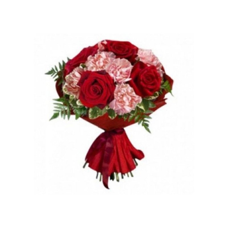 Mixed Bouquet – 4 Red Roses & 4 Pink Carnations in Pattaya Mixed Bouquet – 4 Red Roses & 4 Pink Carnations in Pattaya