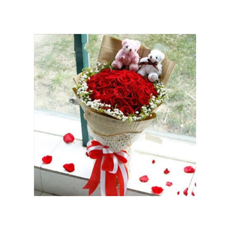 Romantic Red Rose Teddy Bouquet – Passionate Gift for Love & Anniversaries Romantic Red Rose Teddy Bouquet – Passionate Gift for