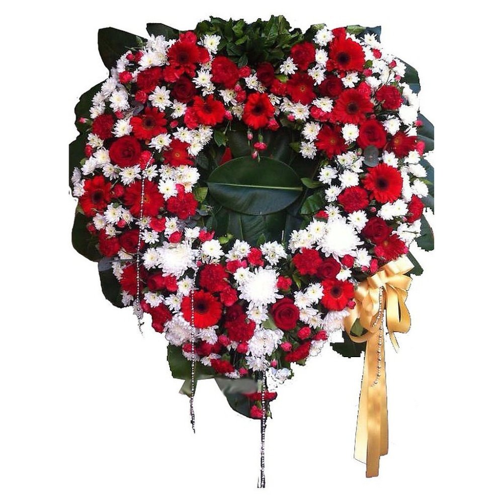 Cor d'amor vermell blanc corona fúnebre