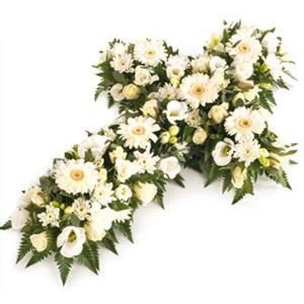 Vit begravningskrans för kondoleansblommor