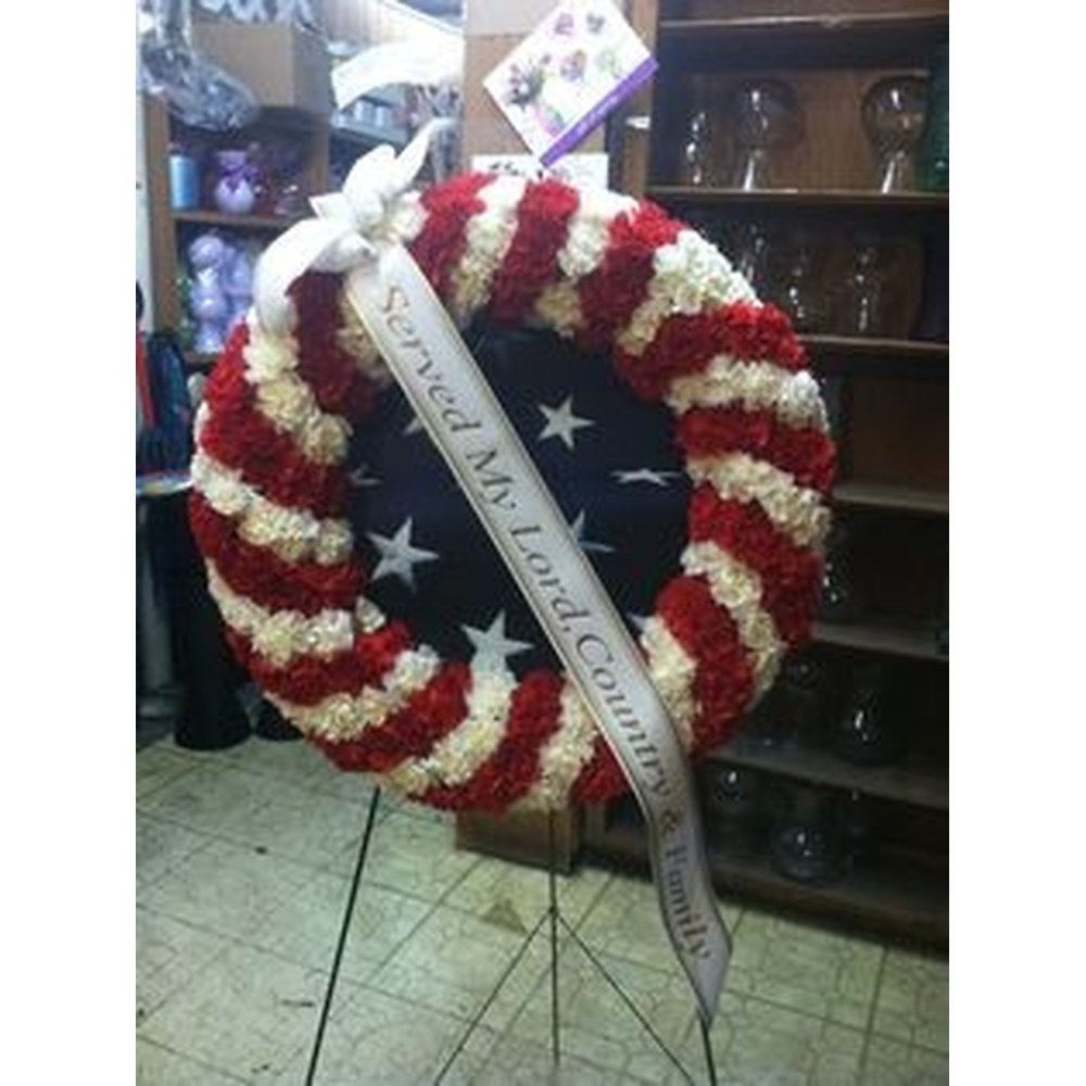 Patriotic handcrafted memorial textile wreath