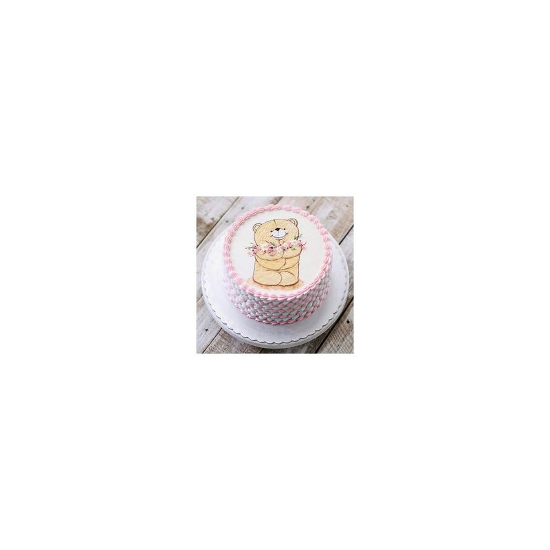 VALENTINE GIFT FLOWERS WITH CAKE AND TEDDY BEAR SIZE 60 CM 23