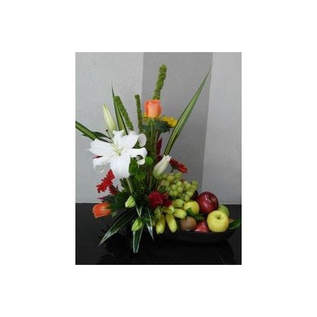 GIFT FLOWERS WITH FRUIT BaSKET set