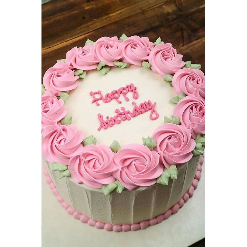 Pink floral birthday layer cake