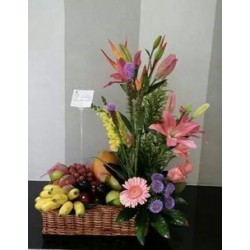 GIFT FLOWERS WITH FRUIT BaSKET