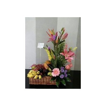 GIFT FLOWERS WITH FRUIT BaSKET