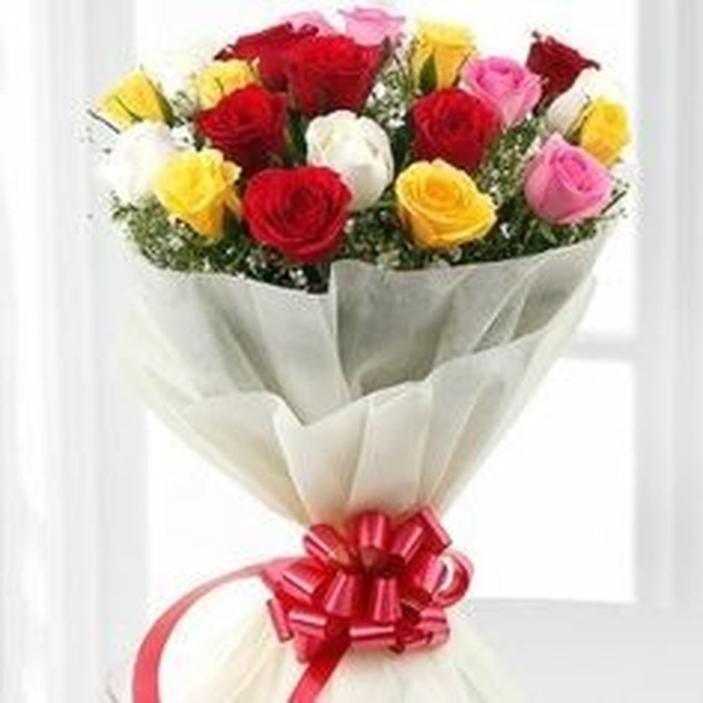 Bouquet de roses colorées mixtes