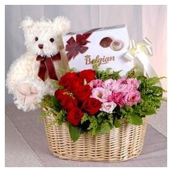 GET WELL GIFT  FLOWERS WITH CAKE AND DOLL CHOCOLATE