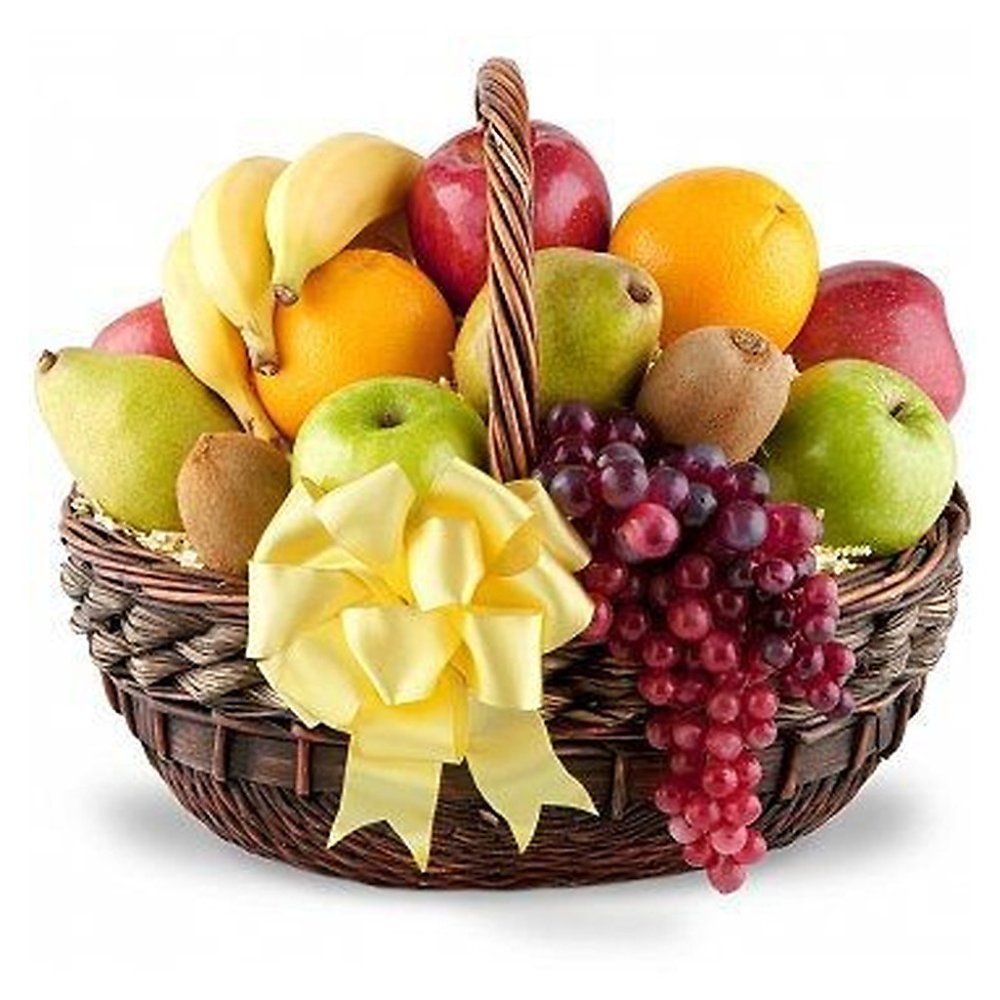 Gourmet mixed fruit wicker basket