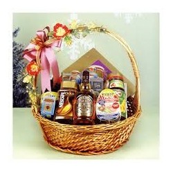 HOUSE WARMING GIFT FLOWERS WITH FRUIT BASKET  23