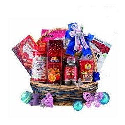 CONGRATULATIONS GIFT FLOWERS  WITH FRUIT BASKET 10