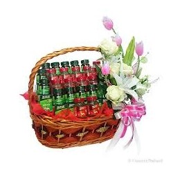 CONGRATULATIONS GIFT FLOWERS  WITH FRUIT BASKET 12