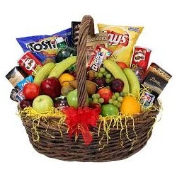 CONGRATULATIONS GIFT FLOWERS  WITH FRUIT BASKET 14
