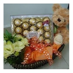 CONGRATULATIONS GIFT FLOWERS  WITH CHOCLATE  BASKET