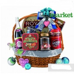 CONGRATULATIONS GIFT FLOWERS  WITH FRUIT AND VEGETABLE  BASKET 19