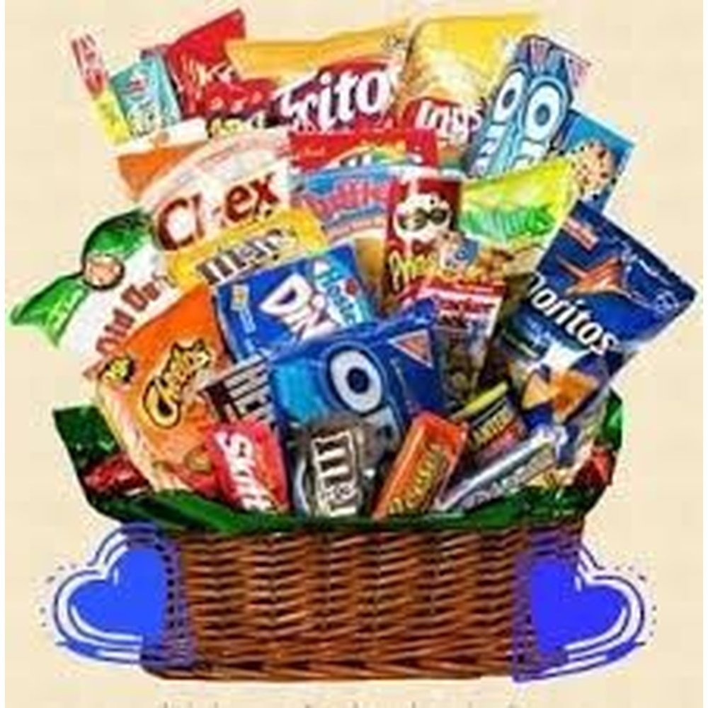Savory snack assortment wicker basket