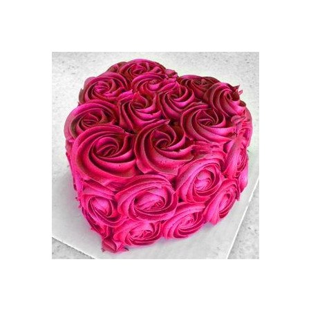 Heart Rose Cake 5 Pounds (1800 g) – Romantic Pink Swirl Design Cakes - Foto 1