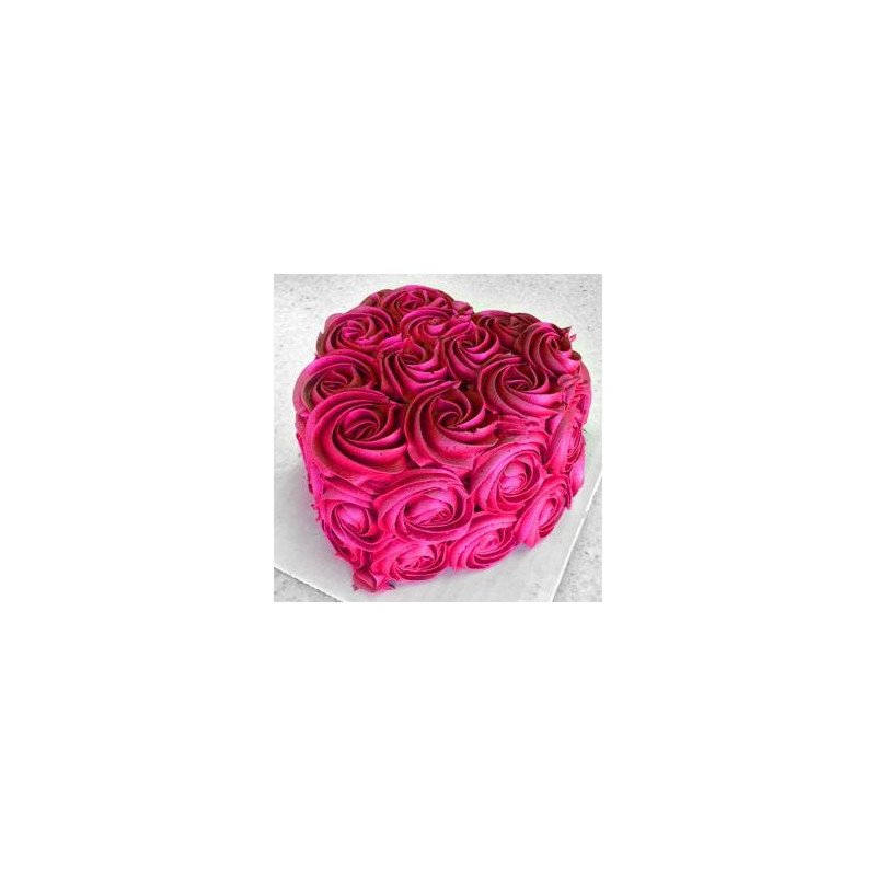  Heart Rose Cake 5 Pounds (1800 g) – Romantic Pink Swirl Design Cakes - Foto 1