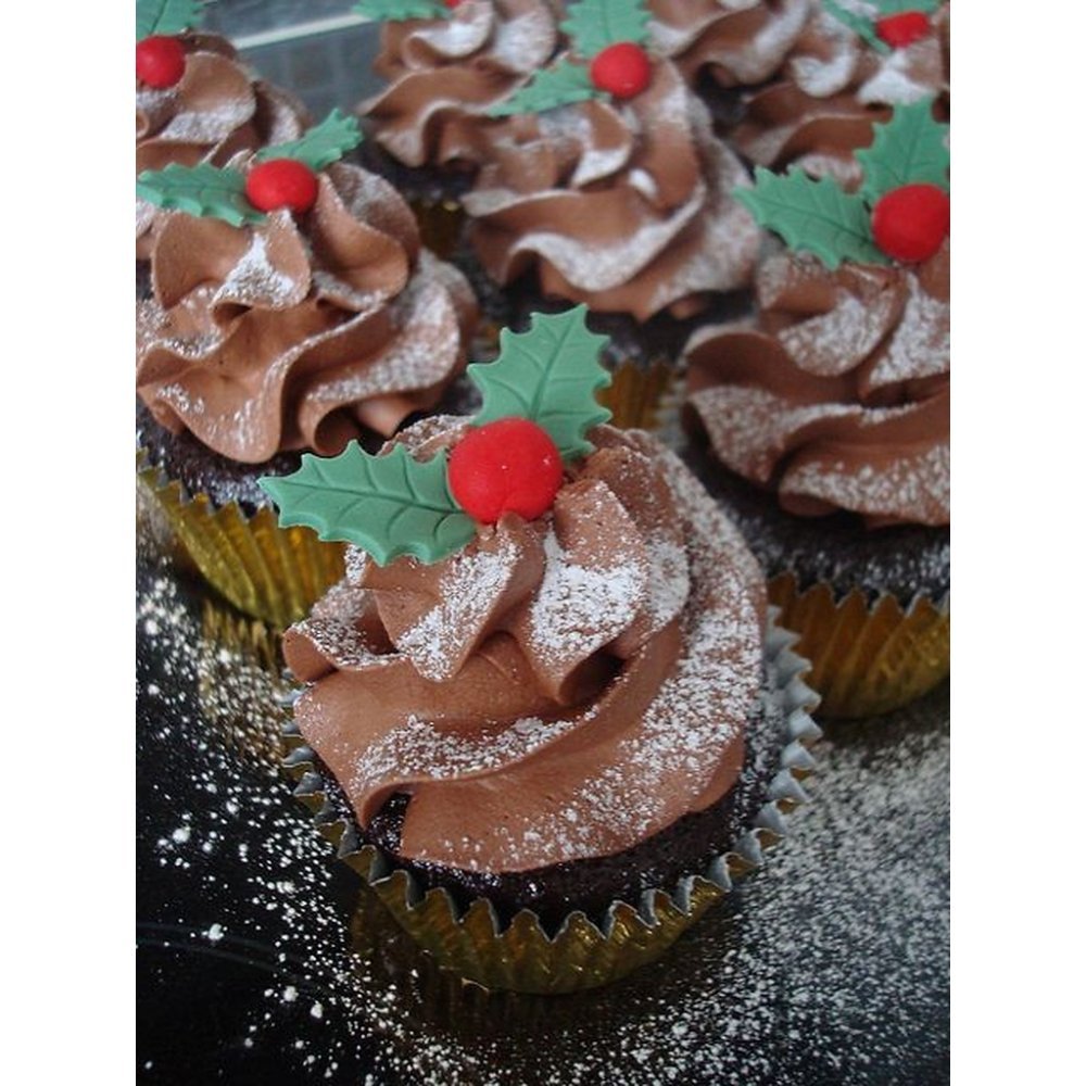 Chocolate holiday cupcakes gold liners