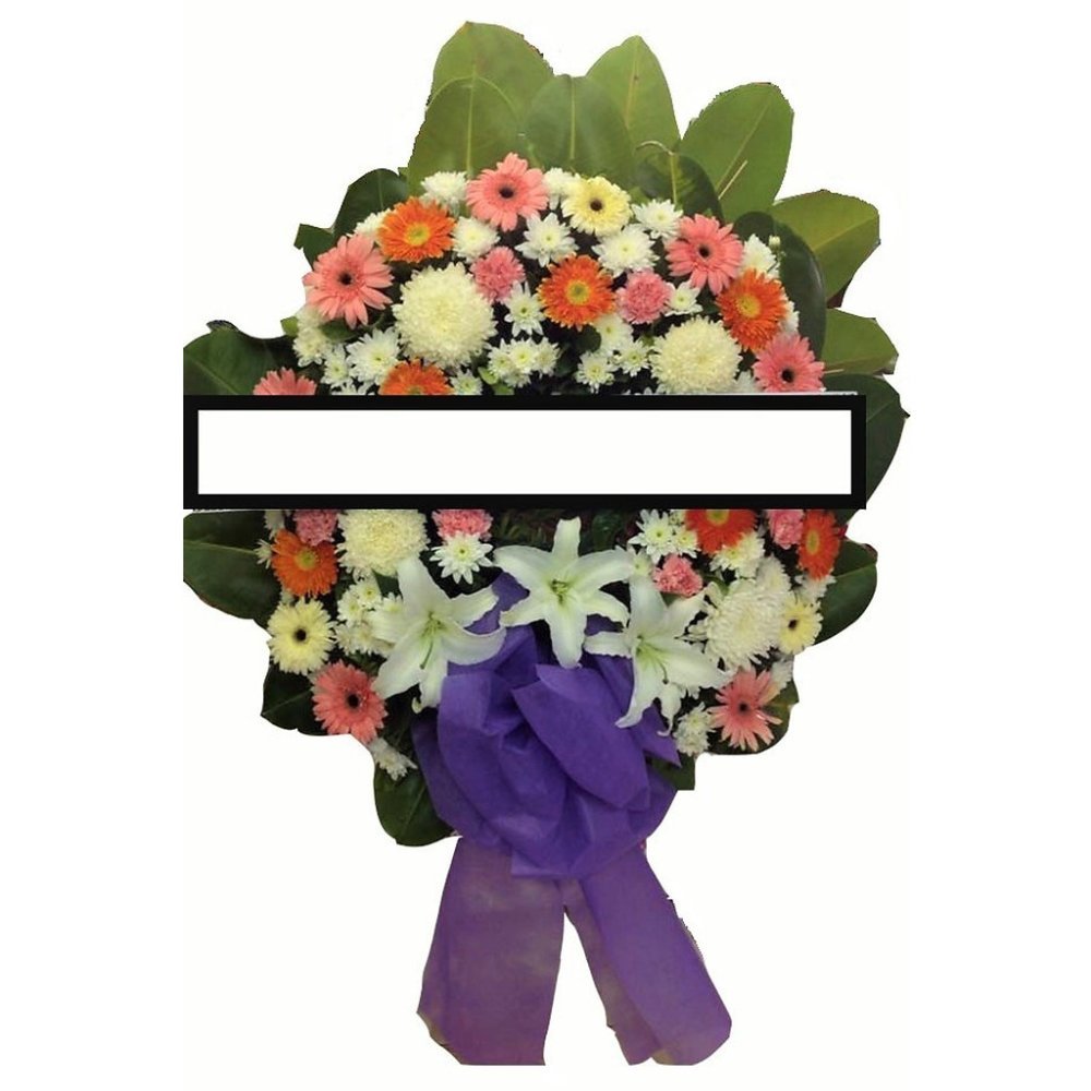 Arreglo floral de corona de condolencias ovalada