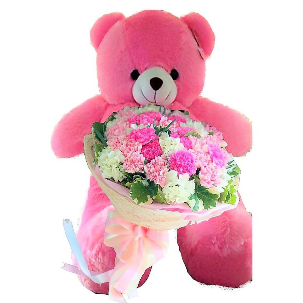 Pink teddy bear carnation bouquet