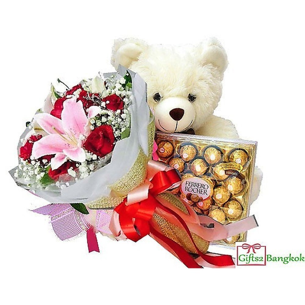 Romantic flower bear chocolate set