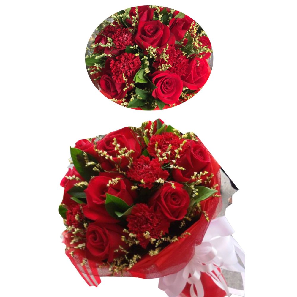 Red rose and carnation bouquet