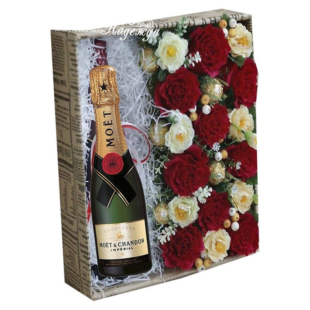 Moët & Chandon 200 มล. พร้อมดอกไม้ในกล่อง