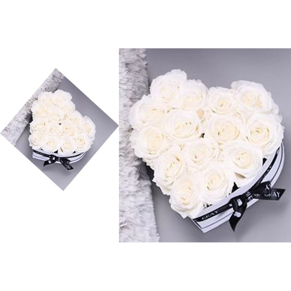 White roses heart gift box