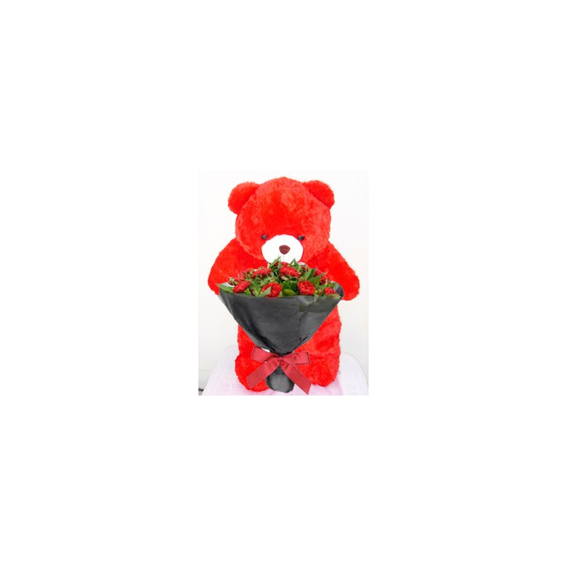 VALENTINE GIFT FLOWER IN BOX  WITH EDDY BEAR AND CHOCOLATE