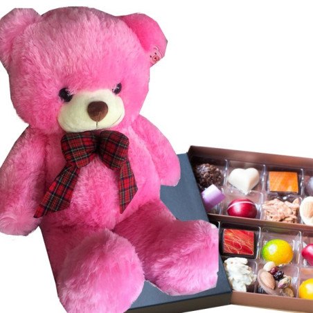 CHOCOLATE IN BOX WITH TEDDY BEAR SIZE  60 CM NR78