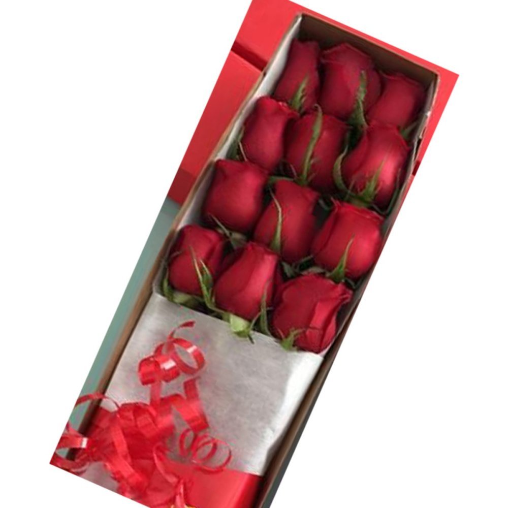 Red roses in red gift box