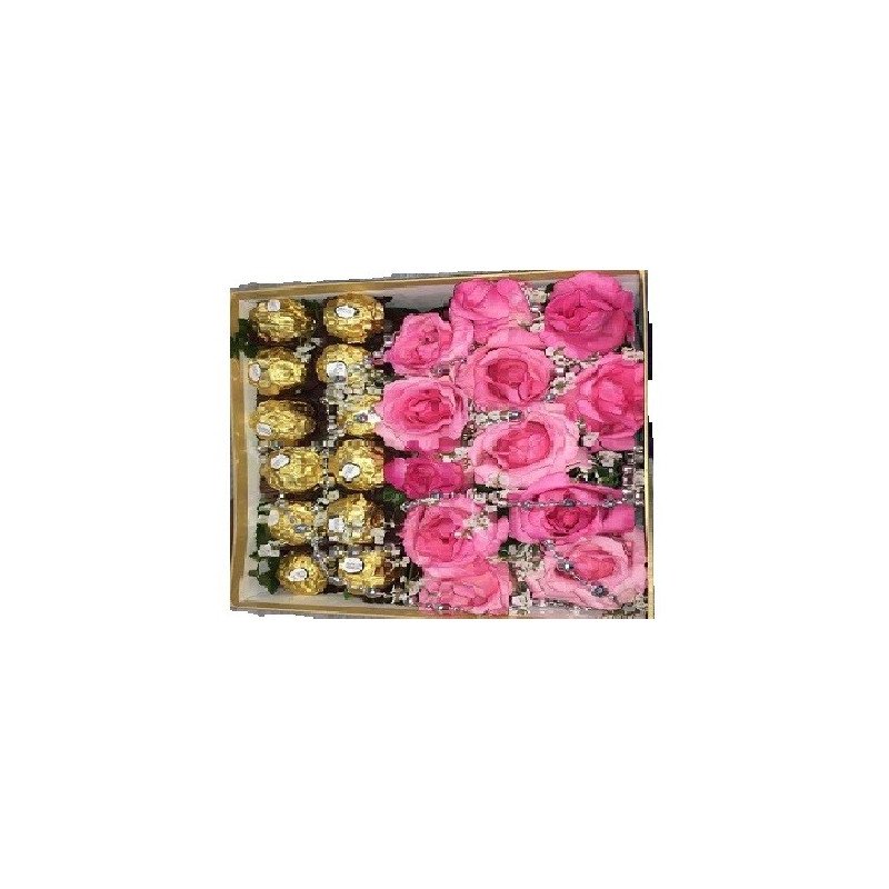 pink full roses in box