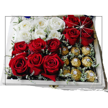 roses ib box mix with chocolate - 1 Roses in Box with Chocolate | Ordina OraImmergiti nel nostro squisito Roses in a Box mix wit