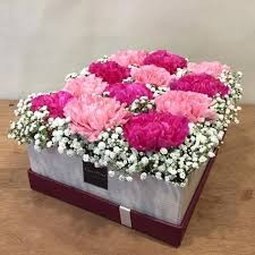 Pink carnation floral gift box